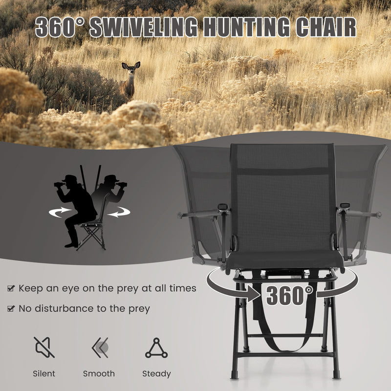 Load image into Gallery viewer, Foldable Swivel Patio Chair with Armrest and Mesh Back
