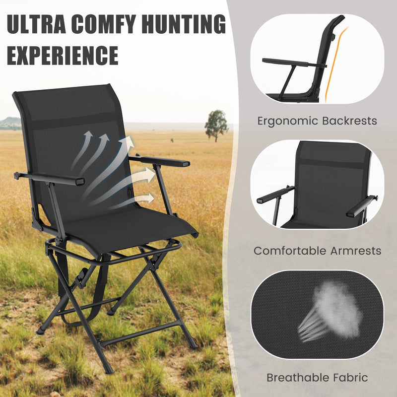 Load image into Gallery viewer, Foldable Swivel Patio Chair with Armrest and Mesh Back
