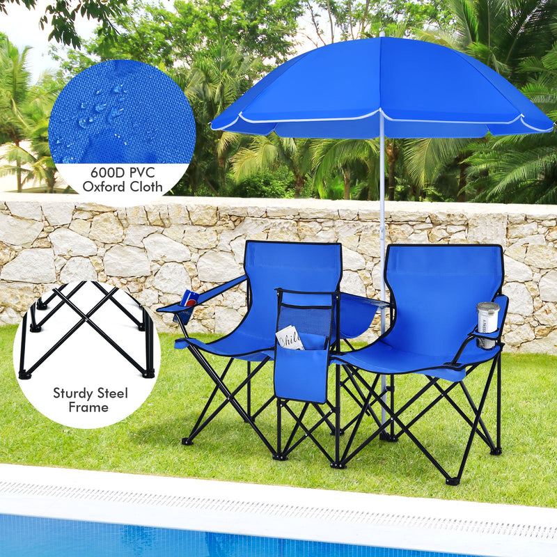 Load image into Gallery viewer, Portable Folding Picnic Double Chair
