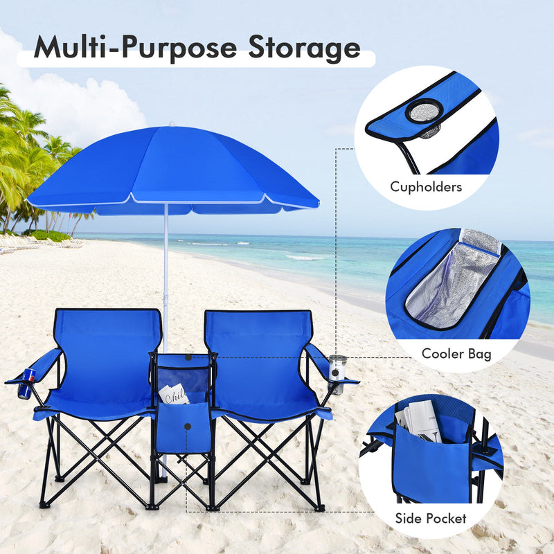 Load image into Gallery viewer, Portable Folding Picnic Double Chair
