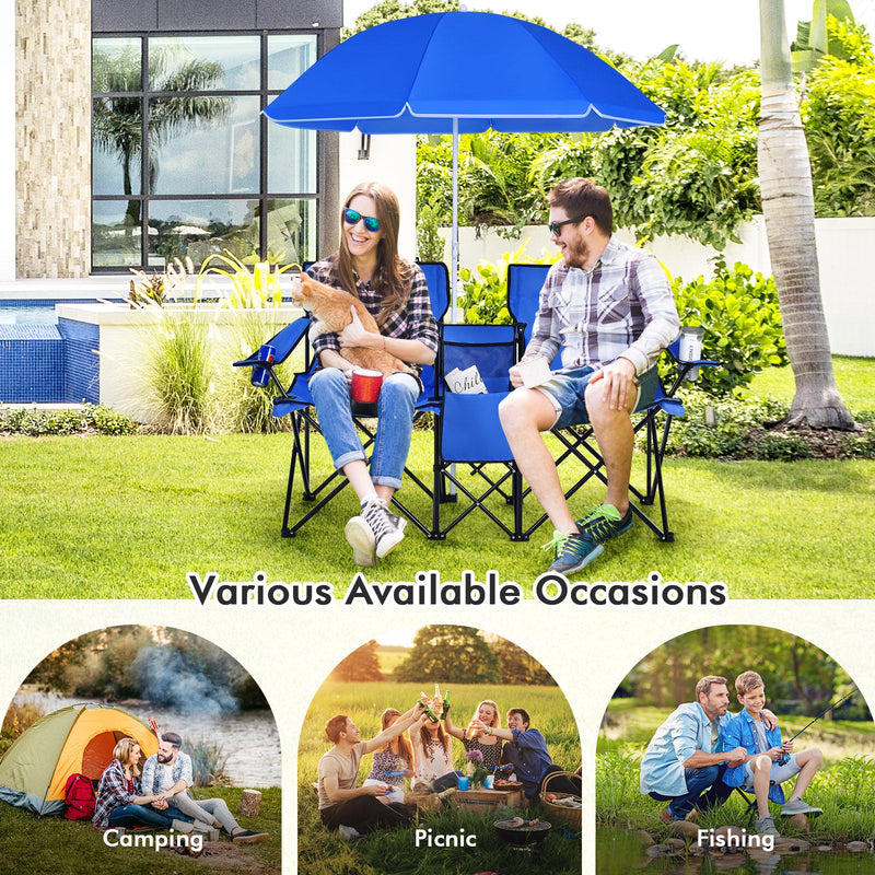 Load image into Gallery viewer, Portable Folding Picnic Double Chair
