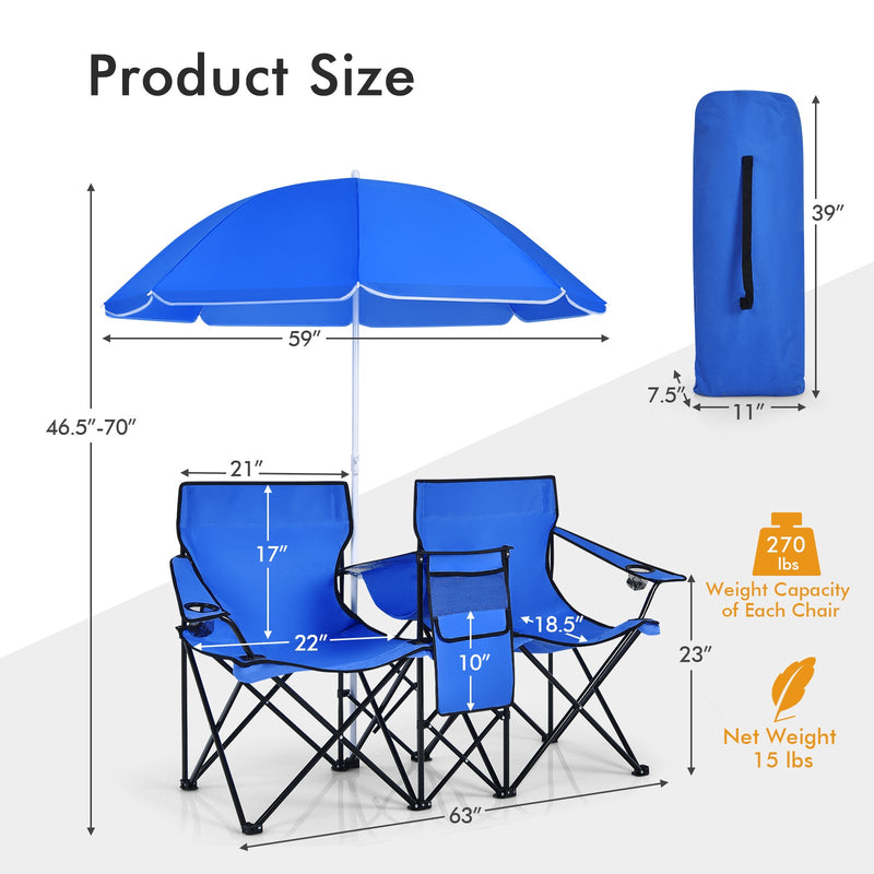 Load image into Gallery viewer, Portable Folding Picnic Double Chair
