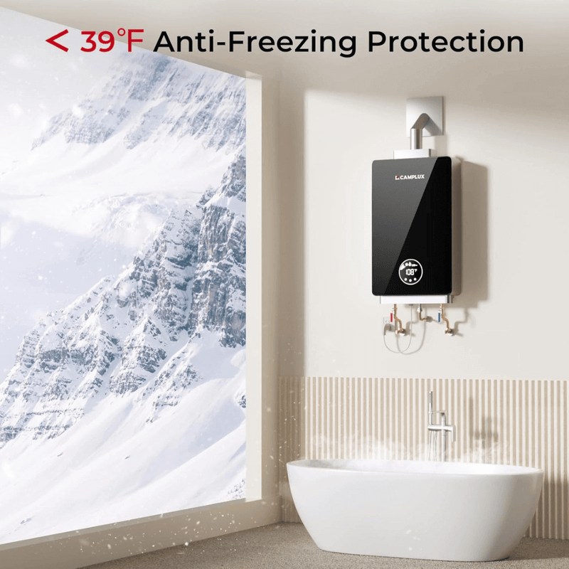 Load image into Gallery viewer, 3.18 GPM Indoor Tankless Water Heater Propane with Wall Thimble, Black
