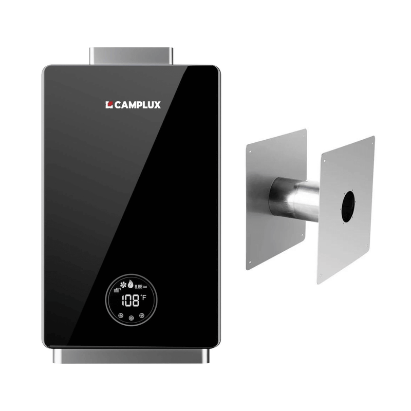 Load image into Gallery viewer, 3.18 GPM Indoor Tankless Water Heater Propane with Wall Thimble, Black
