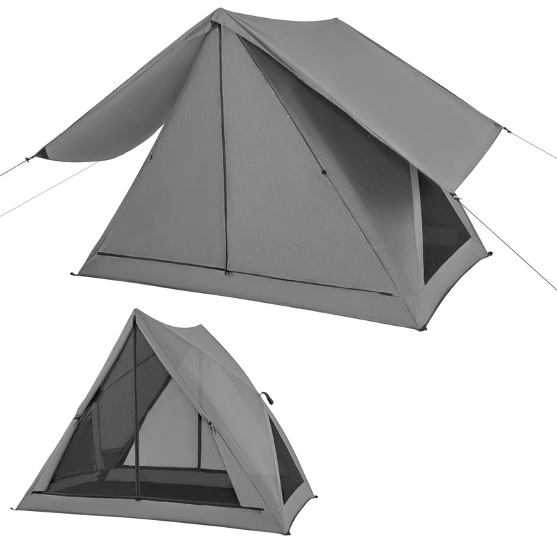 Load image into Gallery viewer, Pop-up Camping Tent for 2-3 People with Carry Bag and Rainfly for Backpacking Hiking Trip-Gray
