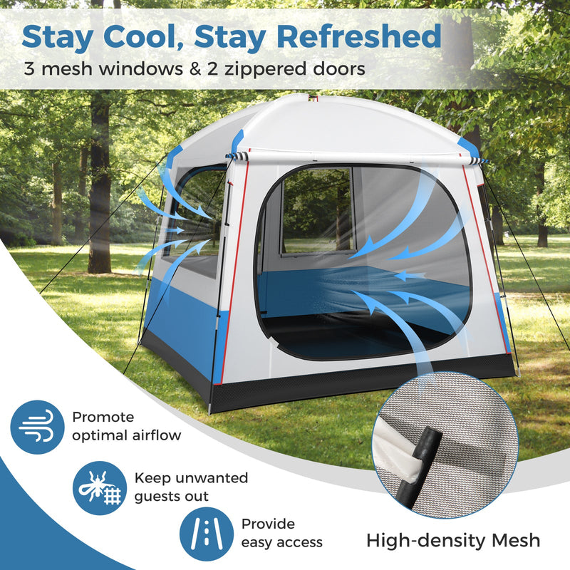 Load image into Gallery viewer, 5 Person Camping Tent with Mesh Windows and Carrying Bag for Camping Hiking Traveling-White
