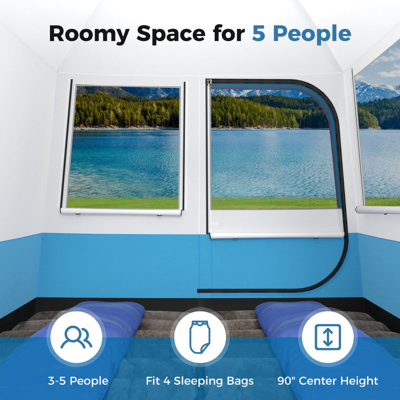 Load image into Gallery viewer, 5 Person Camping Tent with Mesh Windows and Carrying Bag for Camping Hiking Traveling-White
