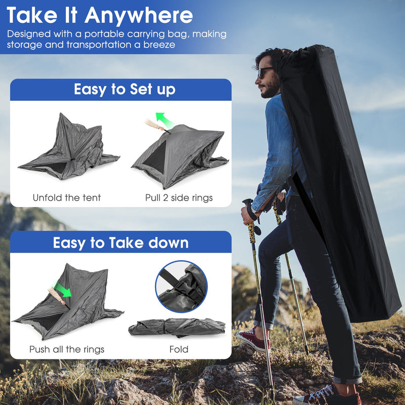 Load image into Gallery viewer, Pop-up Camping Tent for 2-3 People with Carry Bag and Rainfly for Backpacking Hiking Trip-Gray
