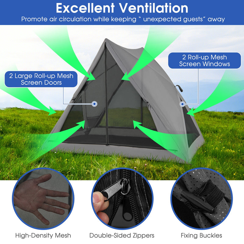 Load image into Gallery viewer, Pop-up Camping Tent for 2-3 People with Carry Bag and Rainfly for Backpacking Hiking Trip-Gray
