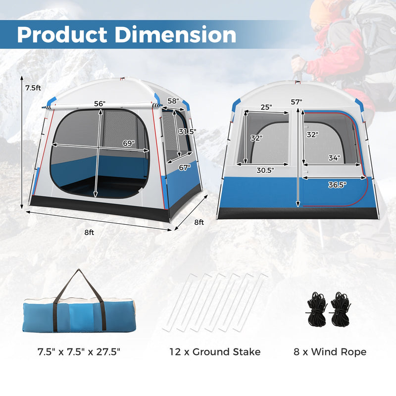 Load image into Gallery viewer, 5 Person Camping Tent with Mesh Windows and Carrying Bag for Camping Hiking Traveling-White
