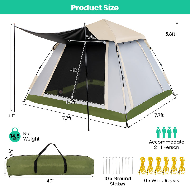 Load image into Gallery viewer, 2-4 Person Instant Pop-up Camping Tent with Removable Rainfly
