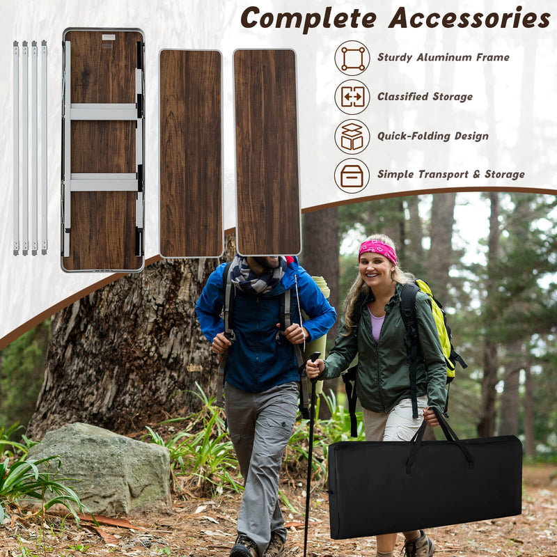 Load image into Gallery viewer, Folding Camping Table with 2-Tier Open Shelves for Outdoor BBQ
