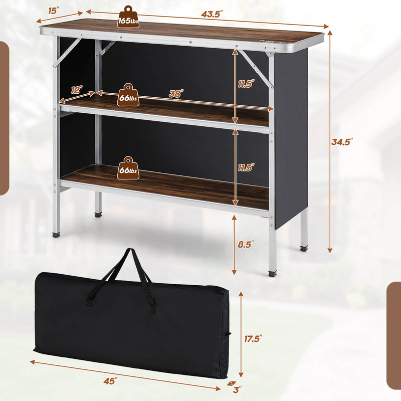 Load image into Gallery viewer, Folding Camping Table with 2-Tier Open Shelves for Outdoor BBQ
