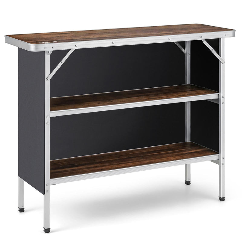 Load image into Gallery viewer, Folding Camping Table with 2-Tier Open Shelves for Outdoor BBQ
