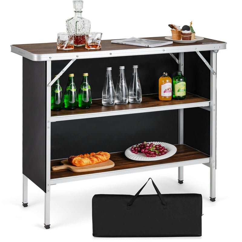 Load image into Gallery viewer, Folding Camping Table with 2-Tier Open Shelves for Outdoor BBQ
