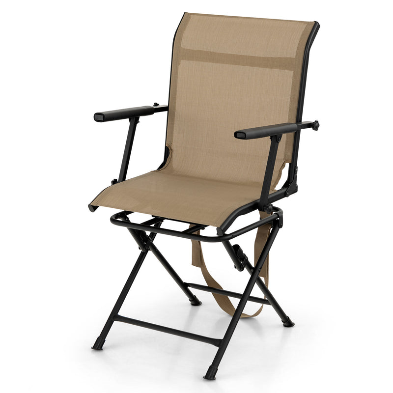 Load image into Gallery viewer, Foldable Swivel Patio Chair with Armrest and Mesh Back
