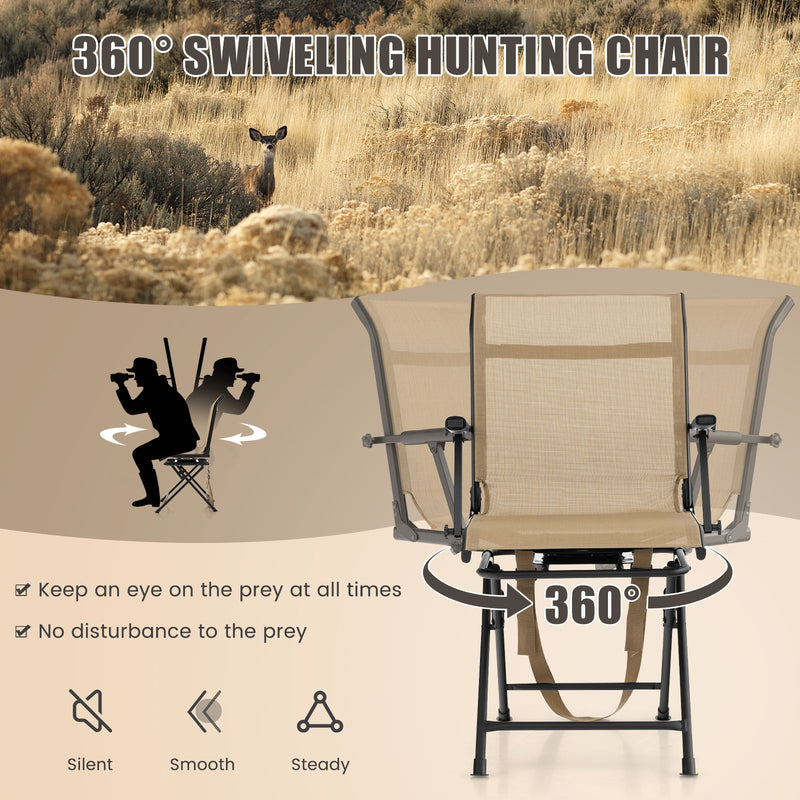 Load image into Gallery viewer, Foldable Swivel Patio Chair with Armrest and Mesh Back
