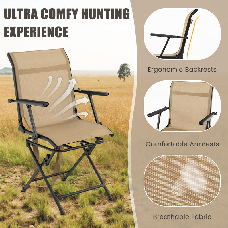 Load image into Gallery viewer, Foldable Swivel Patio Chair with Armrest and Mesh Back
