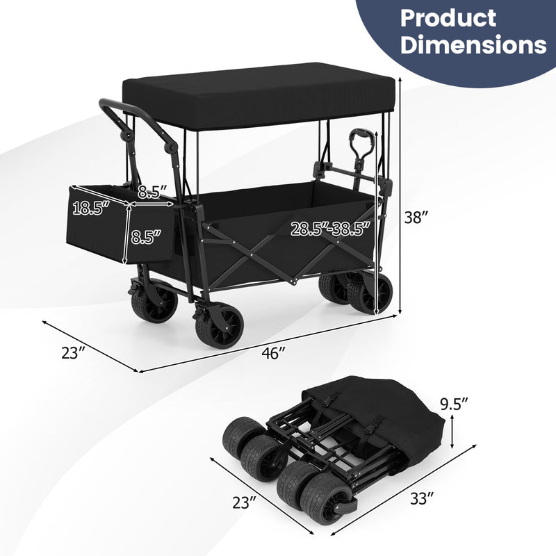 Load image into Gallery viewer, Collapsible Wagon with Removable Canopy and Detachable Storage Bag
