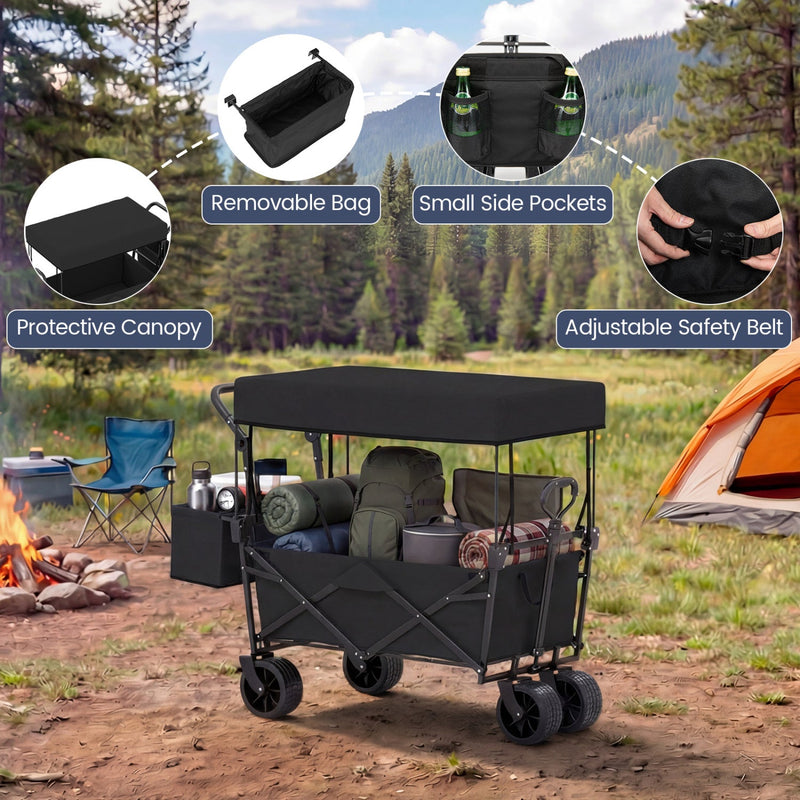 Load image into Gallery viewer, Collapsible Wagon with Removable Canopy and Detachable Storage Bag
