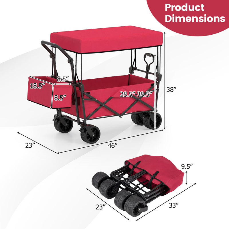 Load image into Gallery viewer, Collapsible Wagon with Removable Canopy and Detachable Storage Bag
