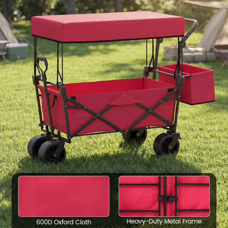 Load image into Gallery viewer, Collapsible Wagon with Removable Canopy and Detachable Storage Bag
