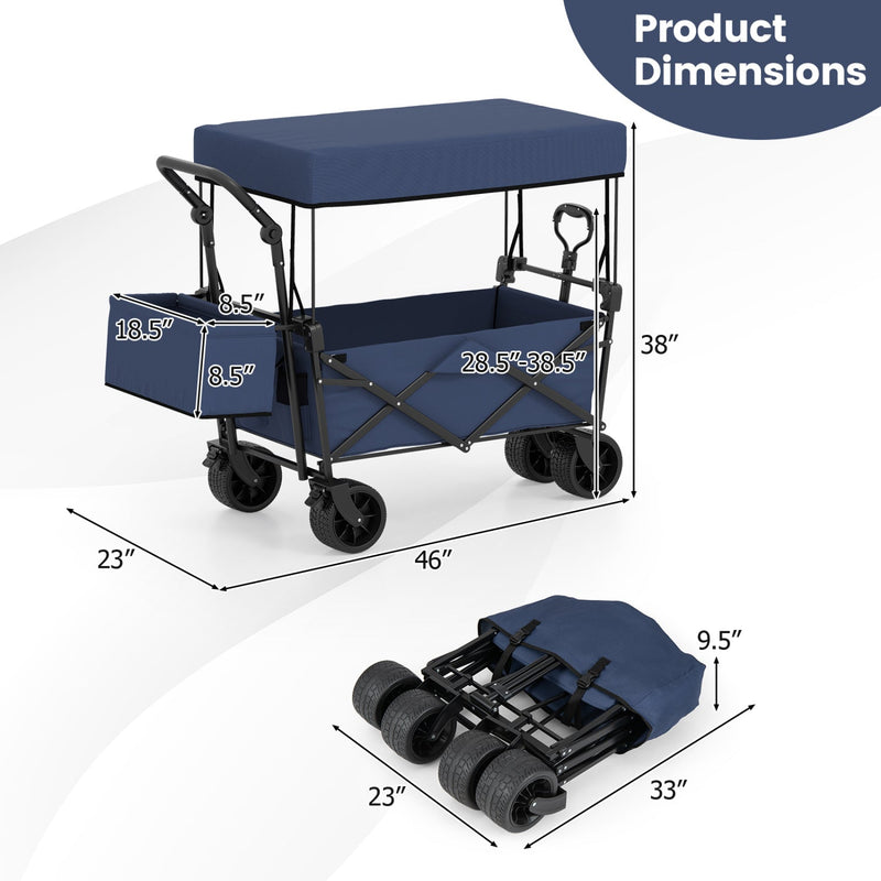Load image into Gallery viewer, Collapsible Wagon with Removable Canopy and Detachable Storage Bag
