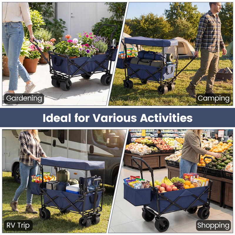 Load image into Gallery viewer, Collapsible Wagon with Removable Canopy and Detachable Storage Bag
