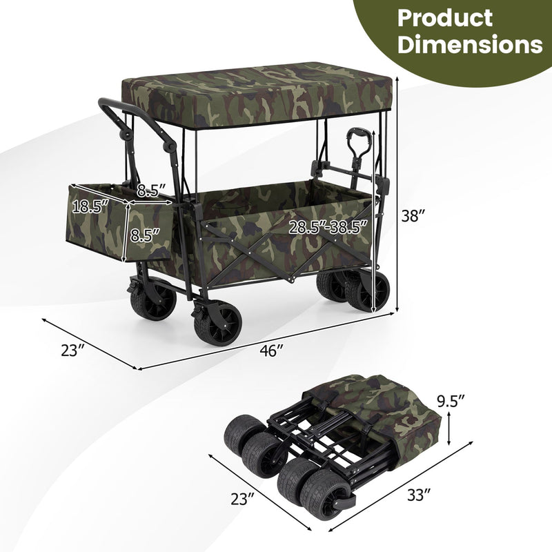 Load image into Gallery viewer, Collapsible Wagon with Removable Canopy and Detachable Storage Bag
