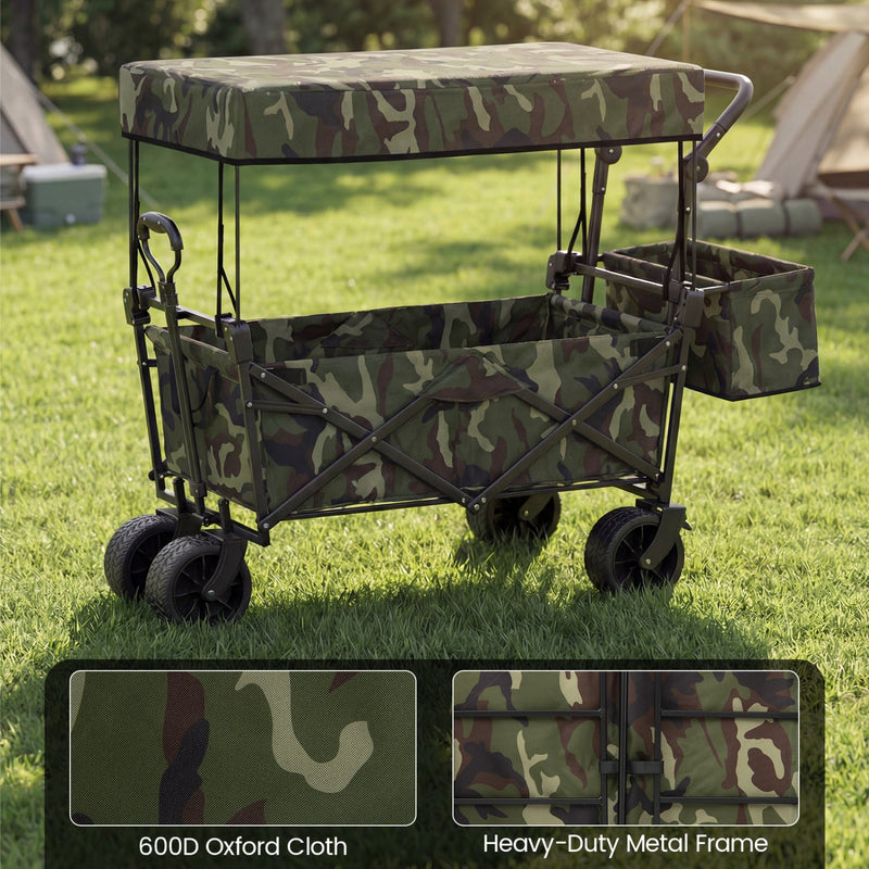 Load image into Gallery viewer, Collapsible Wagon with Removable Canopy and Detachable Storage Bag
