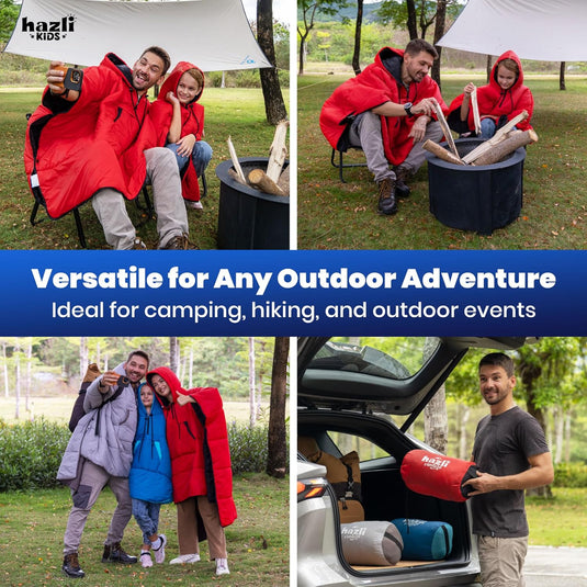 Comfortable Wearable Poncho Blanket - Camping Stadium Blanket Outdoor - Large Hooded Windproof Poncho for Men and Women