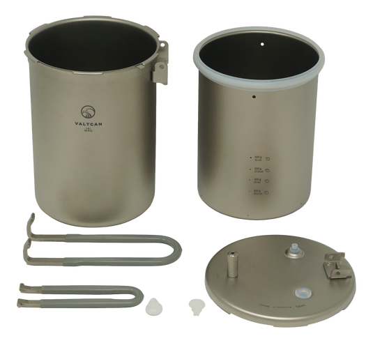 Valtcan 1800ml Titanium Pressure Pot Perfect Rice. Any Flame. Any Altitude. 35 kPa Locking Lid · Rice in 20 Minutes · 1.3 lbs