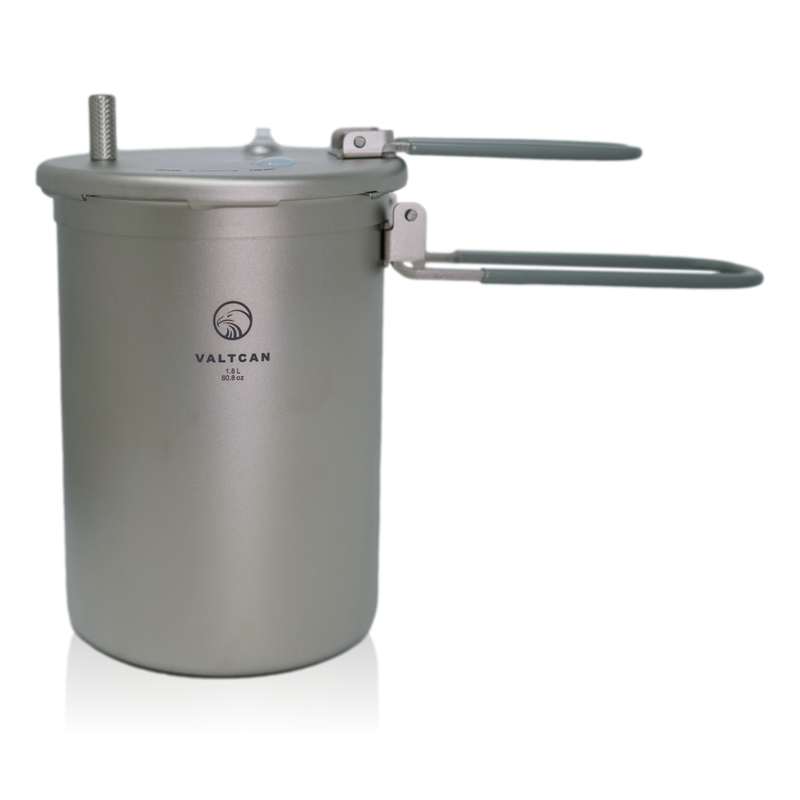 Load image into Gallery viewer, Valtcan 1800ml Titanium Pressure Pot Perfect Rice. Any Flame. Any Altitude. 35 kPa Locking Lid · Rice in 20 Minutes · 1.3 lbs
