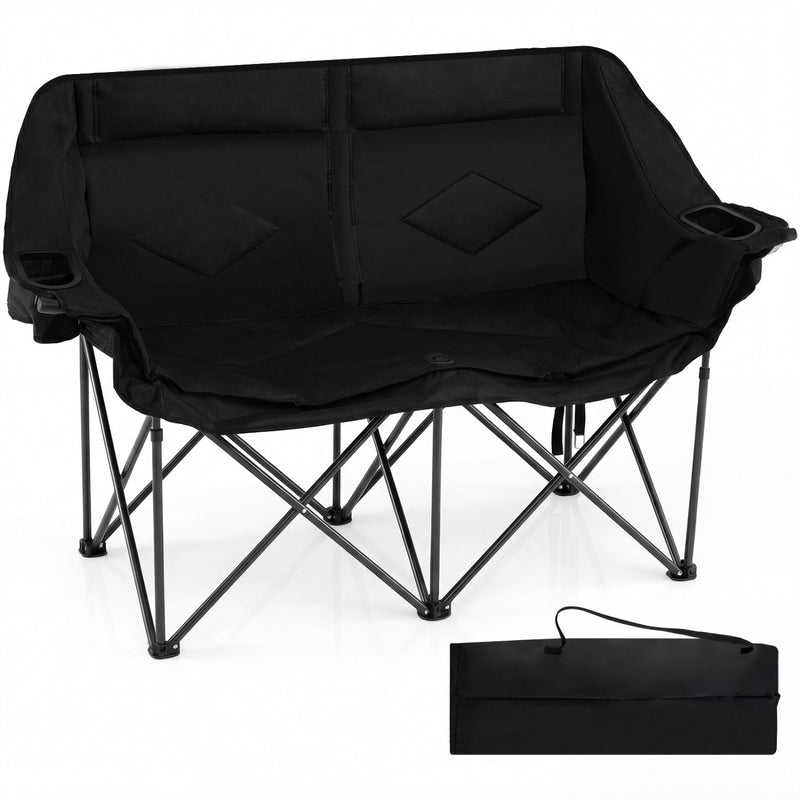 Load image into Gallery viewer, Double Camping Chair with Cup Holders Glass Racks and Mesh Pockets
