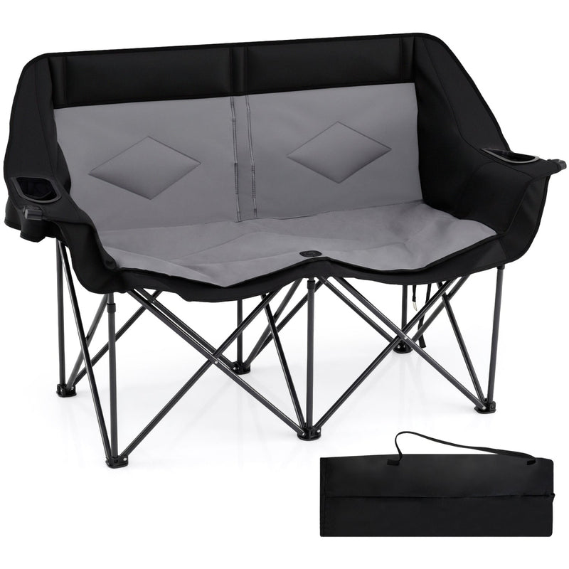 Load image into Gallery viewer, Double Camping Chair with Cup Holders Glass Racks and Mesh Pockets
