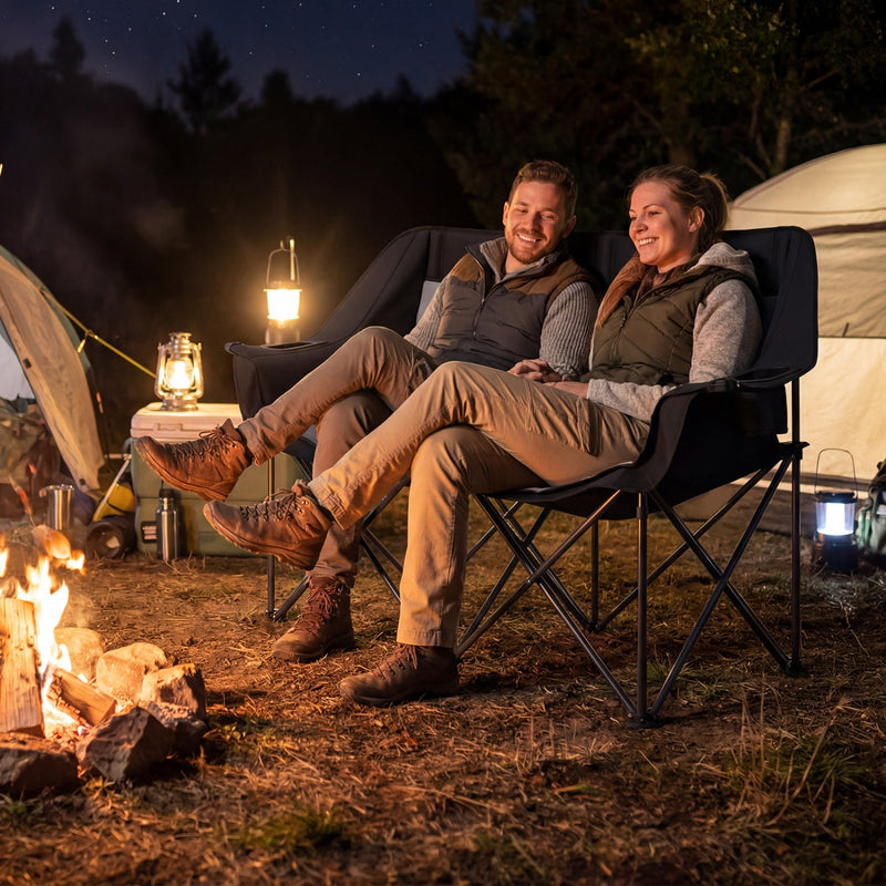 Load image into Gallery viewer, Double Camping Chair with Cup Holders Glass Racks and Mesh Pockets

