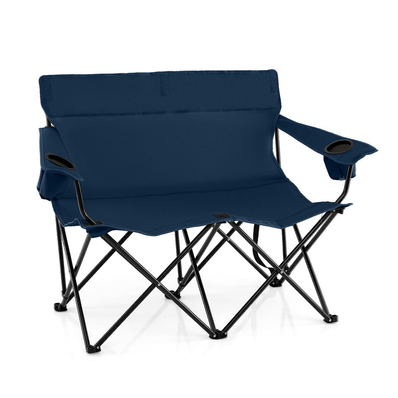 Load image into Gallery viewer, Double Camping Chair 2-Person Outdoor Folding Loveseat with Cup Holders
