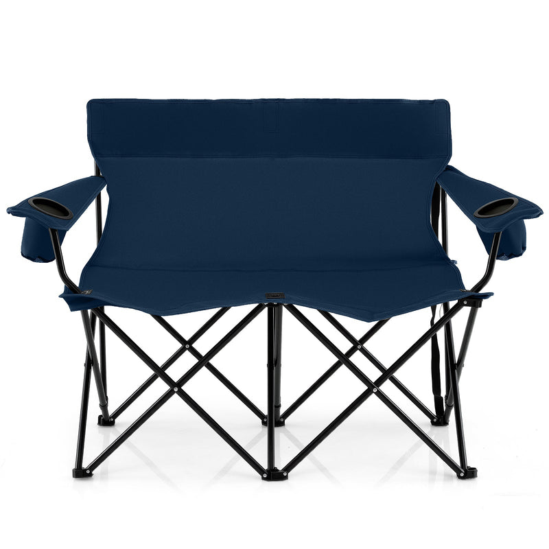 Load image into Gallery viewer, Double Camping Chair 2-Person Outdoor Folding Loveseat with Cup Holders
