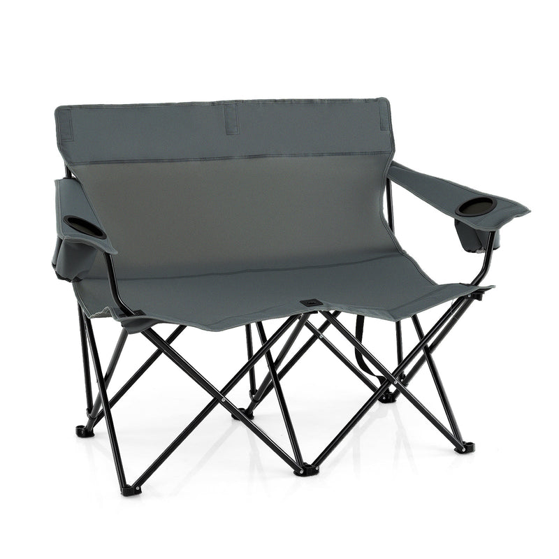 Load image into Gallery viewer, Double Camping Chair 2-Person Outdoor Folding Loveseat with Cup Holders
