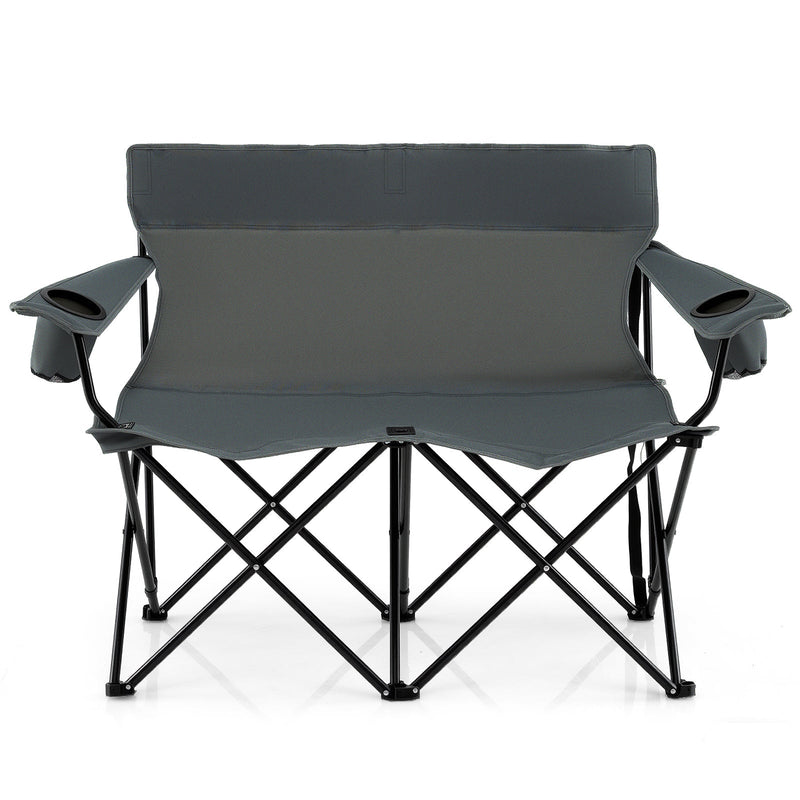 Load image into Gallery viewer, Double Camping Chair 2-Person Outdoor Folding Loveseat with Cup Holders
