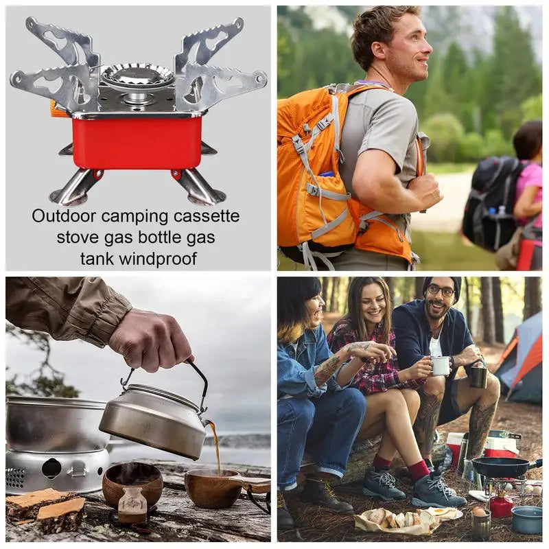 Load image into Gallery viewer, Camping Foldable Windproof Portable Burner Outdoor Gas Tank Stove for Backpacking Camping Hiking and Picnic Camping Burner
