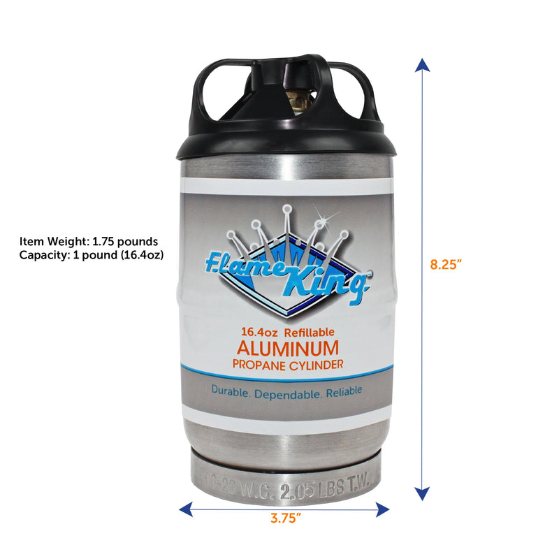 Load image into Gallery viewer, Flame King 2 pack Aluminum Eco Friendly Sustainable 1lb Empty Refillable Propane Tank LP Cylinder
