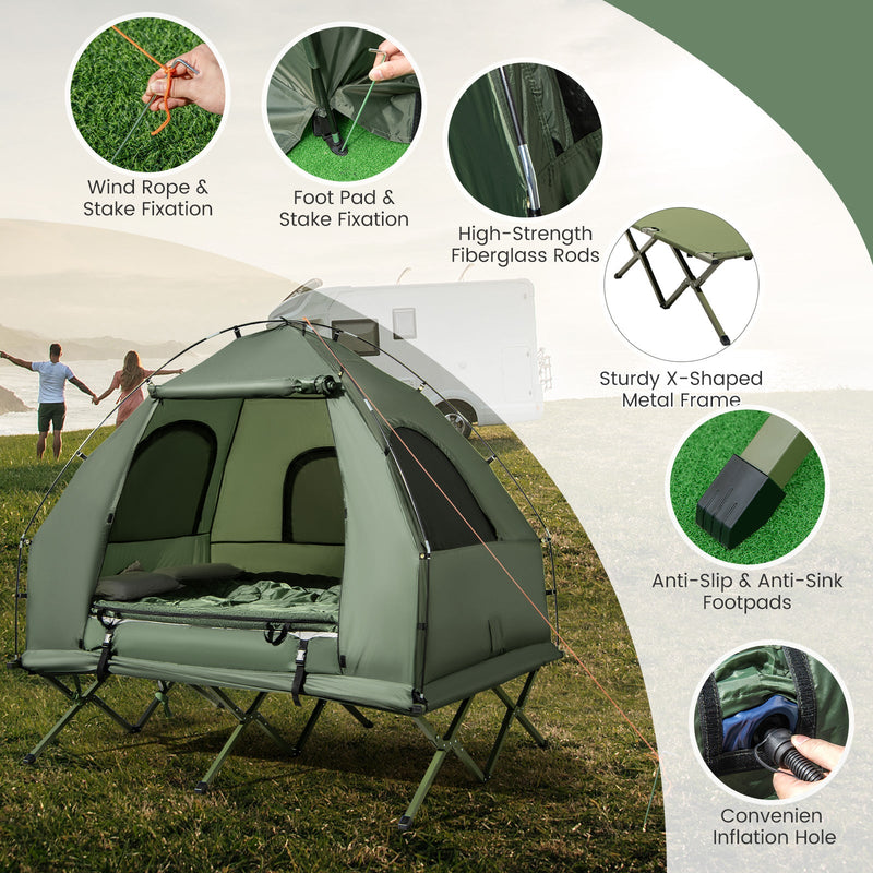 Load image into Gallery viewer, 5-in-1 2-Person Foldable Outdoor Camping Tent Cot with Air Mattress and Sleeping Bag
