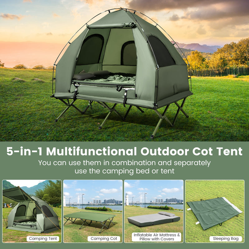 Load image into Gallery viewer, 5-in-1 2-Person Foldable Outdoor Camping Tent Cot with Air Mattress and Sleeping Bag
