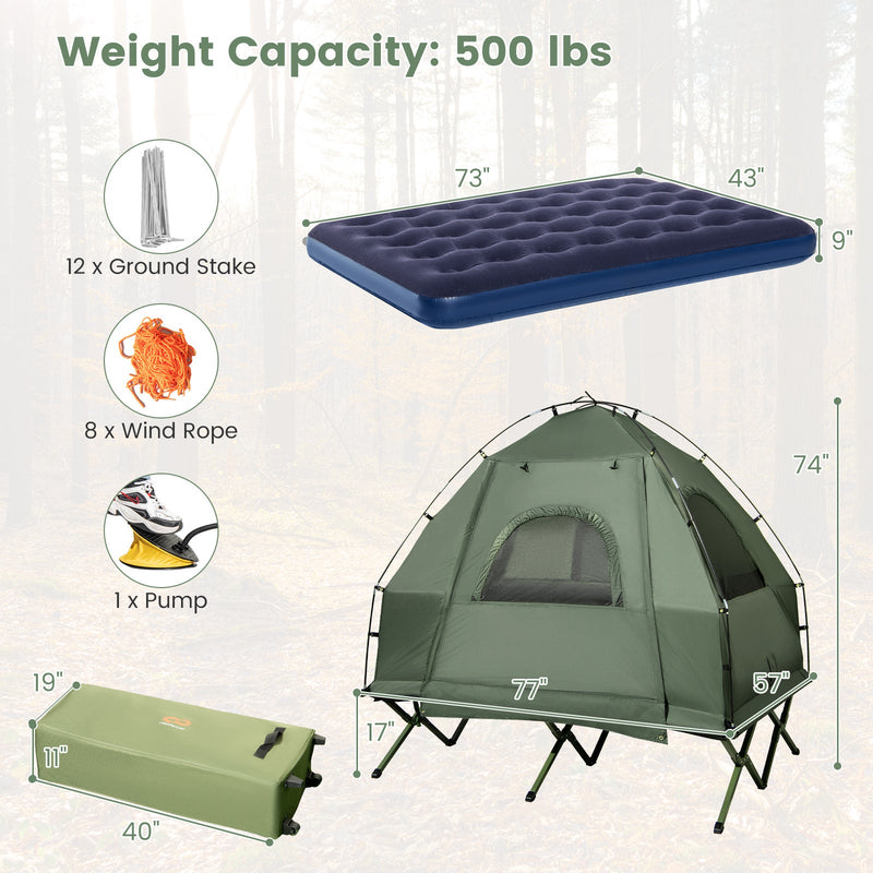 Load image into Gallery viewer, 5-in-1 2-Person Foldable Outdoor Camping Tent Cot with Air Mattress and Sleeping Bag
