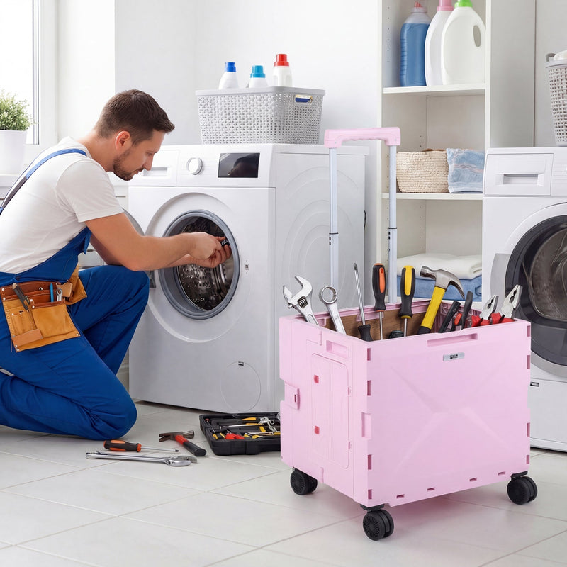 Load image into Gallery viewer, Foldable Utility Cart on 4 Rotate Wheels with Cup Holder
