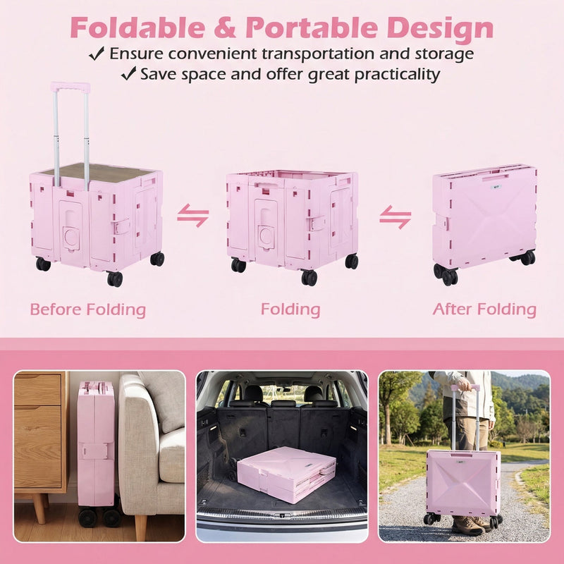 Load image into Gallery viewer, Foldable Utility Cart on 4 Rotate Wheels with Cup Holder
