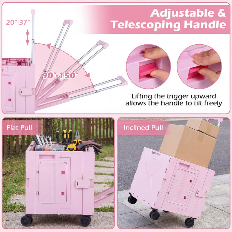 Load image into Gallery viewer, Foldable Utility Cart on 4 Rotate Wheels with Cup Holder
