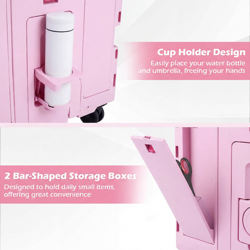 Load image into Gallery viewer, Foldable Utility Cart on 4 Rotate Wheels with Cup Holder

