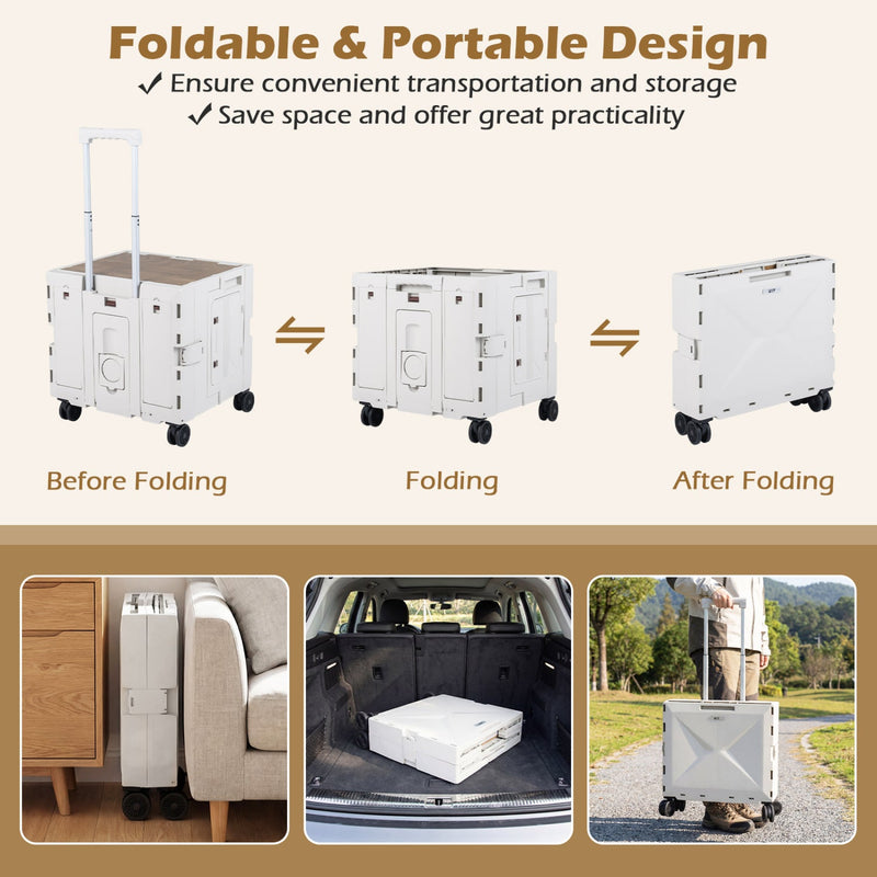 Load image into Gallery viewer, Foldable Utility Cart on 4 Rotate Wheels with Cup Holder
